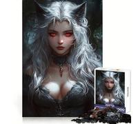 Puzzle Difficile La Fille louve aux Cheveux Blancs pour Adultes, 1000 pièces, Concentration Accrue, activité relaxante, découpe Lisse, Cadeau d'hiver (38x52cm)