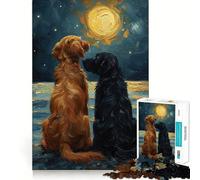 Puzzle Difficile La Nuit étoilée avec des Chiens pour Adultes, 1000 pièces, Jouet Intelligent, Amusant et décontracté, découpe précise, Cadeau Artistique 50x75cm