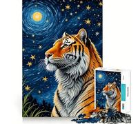 Puzzle Difficile La Nuit étoilée avec Un Tigre pour Adultes, 1000 pièces, Jouet Intelligent et Amusant, découpe précise, Cadeau Artistique 50x75cm