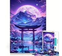 Puzzle Difficile Lac au Clair de Lune Sakura pour Adultes, 1000 pièces, Jeu intellectuel, Moment de détente, découpe de qualité, Cadeau Exquis (38x52cm)