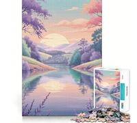Puzzle Difficile Lac Pastel Serein pour Adultes, 1000 pièces, Puzzle de mémoire Facile à Assembler, Cadeau Artistique (50x75cm)