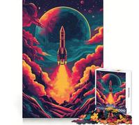 Puzzle Difficile Lancement de fusée dans l'espace pour Adultes, 1000 pièces, Souvenir, Boost, Calme, découpe Lisse, Cadeau Classique (50x75cm)