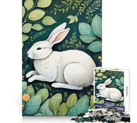 Puzzle Difficile Lapin Blanc dans Le Feuillage pour Adultes, 1000 pièces, Concentration et détente, découpe Lisse, Cadeau d'hiver (50x75cm)