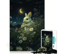 Puzzle Difficile Lapin dans Un Champ de Fleurs pour Adultes, 1000 pièces, Puzzle cérébral, détente et Art Assembler, Cadeau spécial (38x26cm)