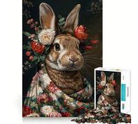 Puzzle Difficile Lapin et Fleurs pour Adultes, 1000 pièces, Jeu de logique Pure, activité la Maison, découpe Nette, Joli Cadeau (38x52cm)
