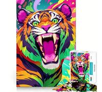 Puzzle Difficile Le Rugissement du Tigre Arc-en-Ciel pour Adultes, 1000 pièces, améliore la mémoire, détend l'esprit, Bords Nets, Cadeau élégant (38x26cm)