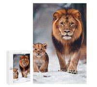 Puzzle Difficile Lion and Cub in Snow pour Adultes, 1000 PCS, comme Loisir Apaisant pour Les Passionnés, pour Partager Un Jeu
