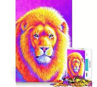 Puzzle Difficile Lion Arc-en-Ciel au Coucher du Soleil pour Adultes, 1000 pièces, Puzzle cérébral apaisant et Relaxant, Cadeau spécial (38x52cm)