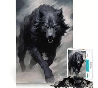 Puzzle Difficile Loup Noir en Course pour Adultes 1000 Pièces Jeu de Logique Fine Calme et Amusant Bords Nets (50x75cm)