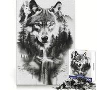 Puzzle Difficile Loup près des Chutes pour Adultes, 1000 pièces, Concentration et détente, découpe Lisse, Cadeau d'hiver (38x26cm)