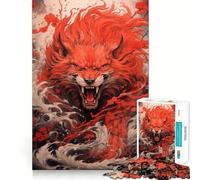 Puzzle Difficile Loup Rouge pour Adultes, 1000 pièces, Jeu de logique et d'adresse, à Partager en Famille, découpe précise, Objet de Collection (38x26cm)