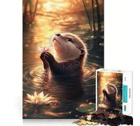 Puzzle Difficile Loutre avec Fleur pour Adultes, 1000 pièces, pour Un Moment de détente et de créativité (50x75cm)