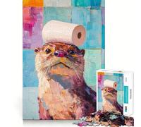 Puzzle Difficile Loutre avec Papier Toilette pour Adultes, 1000 pièces, Jeu de logique Solide, Amusant et Simple, découpe de précision, Cadeau de Noël (38x52cm)
