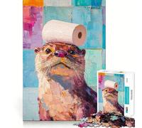 Puzzle Difficile Loutre avec Papier Toilette pour Adultes, 1000 pièces, stimule la mémoire, Jeu apaisant, découpe de qualité supérieure, (38x26cm)