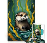 Puzzle Difficile Loutre dans Les algues pour Adultes, 1000 pièces, Jeu de logique Solide, Amusant et Simple, découpe de précision, Cadeau de Noël (38x26cm)