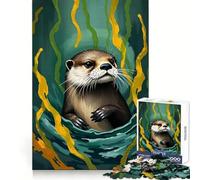 Puzzle Difficile Loutre dans Les algues pour Adultes, 1000 pièces, Jeu de logique Solide, Amusant et Simple, découpe de précision, Cadeau de Noël (38x26cm)
