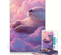 Puzzle Difficile Loutre Dormant sur Les Nuages pour Adultes, 1000 pièces, stimule la mémoire, Jeu apaisant, découpe de qualité supérieure, (38x52cm)