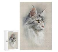 Puzzle Difficile Maine Coon - Classic Cat Portrait pour Adultes, 1000 PCS, pour Se Détendre Après Une Journée Bien Remplie, comme Projet De Loisir