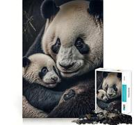 Puzzle Difficile Maman Panda avec Son Enfant pour Adultes, 1000 pièces, Think Toy, Divertissement paisible, découpe Nette, Belle œuvre d'art (38x52cm)
