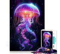 Puzzle Difficile Méduse néon pour Adultes, 1000 pièces, Jeu de logique Solide, Moments de Partage, Bords Nets, (50x75cm)