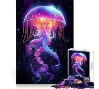 Puzzle Difficile Méduse néon pour Adultes, 1000 pièces, Jeu de logique Solide, Moments de Partage, Bords Nets, (50x75cm)