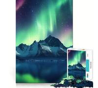Puzzle Difficile Montagnes et aurores boréales pour Adultes, 1000 pièces, Jeu de logique Solide, Amusant et Simple, découpe de précision, Cadeau de Noël (38x26cm)