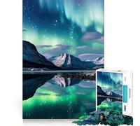 Puzzle Difficile Montagnes et aurores boréales pour Adultes, 1000 pièces, stimule la mémoire, Jeu apaisant, découpe de qualité supérieure, (38x26cm)