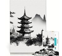 Puzzle Difficile Montagnes et Pagode pour Adultes, 1000 pièces, Jeu de logique Solide, Moments de Partage, Bords Nets, (50x75cm)