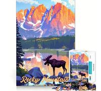 Puzzle Difficile Montagnes Rocheuses pour Adultes, 1000 pièces, Jeu intellectuel, Moment de détente, découpe de qualité, Cadeau Exquis (38x26cm)
