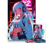 Puzzle Difficile Music Neon Woman pour Adultes, 1000 pièces, Think Toy, Divertissement paisible, découpe Nette, œuvre d'art (50x75cm)