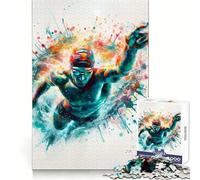 Puzzle Difficile Nageur en Mouvement pour Adultes, 1000 pièces, renforce la mémoire, soulage Le Stress, Bords de qualité supérieure, œuvre d'art 38x52cm