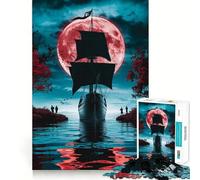 Puzzle Difficile Navigation sous la Lune de Sang pour Adultes, 1000 pièces, Jeu de logique Pure, activité Domicile, découpe Nette, Joli Cadeau (50x75cm)