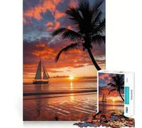 Puzzle Difficile Navigation vers Le Coucher du Soleil pour Adultes, 1000 pièces, Jeu intellectuel, Moment de détente, découpe de qualité, Cadeau Exquis (38x52cm)