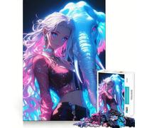 Puzzle Difficile Neon GirlxElephant Bond pour Adultes, 1000 pièces, pour développer Ses capacités cérébrales et créer Un Puzzle Amusant et créatif (38x52cm)