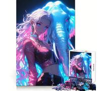 Puzzle Difficile Neon GirlxElephant Bond pour Adultes, 1000 pièces, pour développer Ses capacités cérébrales et créer Un Puzzle Amusant et créatif (38x52cm)