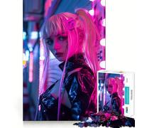 Puzzle Difficile Neon Tokyo Cyber Punk Girl pour Adultes, 1000 pièces, Jouet de Train logique, Peaceful Time, découpe Lisse, Cadeau de qualité supérieure (38x52cm)