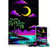 Puzzle Difficile Neon Tropical Night pour Adultes, 1000 pièces, Jeu de logique et de Train, Ambiance paisible, découpe Lisse, Cadeau de qualité supérieure (38x26cm)