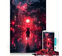 Puzzle Difficile Nuit au Clair de Lune Rouge pour Adultes, 1000 pièces, Jeu de logique Pure, activité la Maison, découpe Nette, Joli Cadeau (50x75cm)