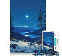 Puzzle Difficile Nuit enneigée dans Les Montagnes pour Adultes, 1000 pièces, Casse-tête Mental, détente et Art Assembler, Cadeau spécial (38x26cm)