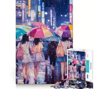 Puzzle Difficile Nuit pluvieuse Tokyo pour Adultes, 1000 pièces, améliore la mémoire, détend l'esprit, Bords Nets, Cadeau élégant (38x52cm)