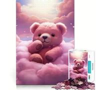 Puzzle Difficile Ours en Peluche sur des Nuages Roses pour Adultes, 1000 pièces, renforce la mémoire, soulage Le Stress, Bords de qualité supérieure, pièce d'art 50x75cm