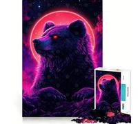 Puzzle Difficile Ours néon sous la Lune Rouge pour Adultes, 1000 pièces, Think Toy, Plaisir paisible, découpe Nette, Belle œuvre d'art (38x26cm)