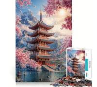 Puzzle Difficile Pagode au Bord du lac pour Adultes, 1000 pièces, stimule la mémoire, Jeu apaisant, découpe de qualité supérieure, (50x75cm)