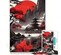 Puzzle Difficile Pagode du Soleil Rouge pour Adultes, 1000 pièces, Jeu intellectuel, Moment de détente, découpe de qualité, Cadeau Exquis (50x75cm)
