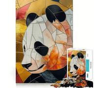 Puzzle Difficile Panda Animal Décor Or 1000 Pièces pour Adultes Jeu Intelligent à Dominer Cadeau Festif (38x52cm)