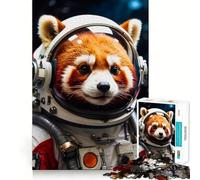 Puzzle Difficile Panda Roux Astronaute pour Adultes, 1000 pièces, Jeu de logique Fine, Moment de détente et de Plaisir, Bords Nets, Cadeau attentionné (38x26cm)