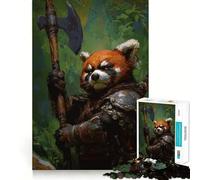 Puzzle Difficile Panda Roux Guerrier avec Hache pour Adultes, 1000 pièces, Jeu de logique Fine, Moment de détente et de Plaisir, (38x52cm)