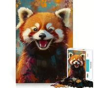 Puzzle Difficile Panda Roux Peinture 1000 Pièces pour Adultes Découpe Lisse Cadeau Classique (50x75cm)
