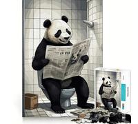 Puzzle Difficile Panda sur Les Toilettes pour Adultes, 1000 pièces, Jeu de logique Solide, Moments de complicité, Bords Nets, (38x26cm)