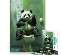Puzzle Difficile Panda sur Les Toilettes pour Adultes, 1000 pièces, Jeu de logique Solide, Moments de Partage, Bords Nets, (50x75cm)
